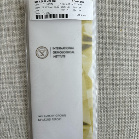 Lab Grown 1.6 Carat Solitaire Engagement Ring - Picture 7 of 7